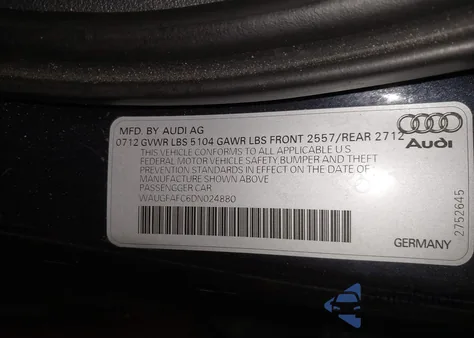 2013 Audi A6 2.0T Premium z USA, uszkodzony, nr VIN WAUGFAFC6DN024880